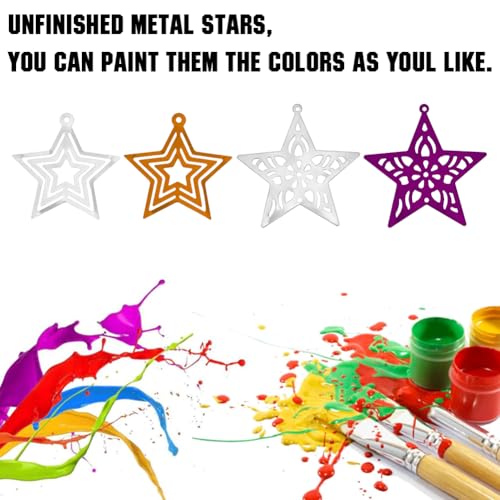 Galvanized Silver Metal Stars for Christmas & Holiday Decor - Style 5 - 40PCS