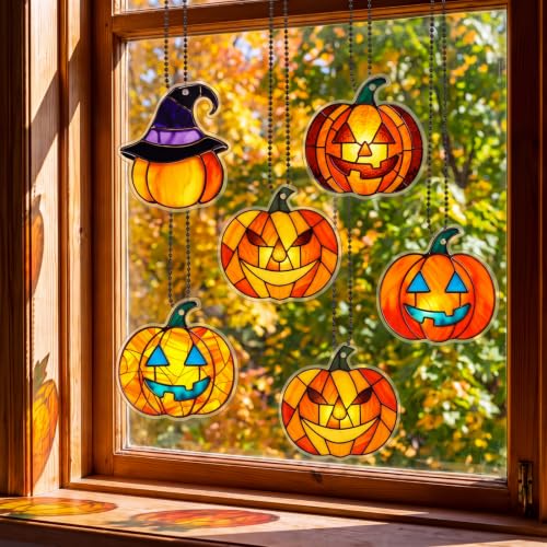 18 Pcs Halloween Pumpkin Ornaments Set - Jack on Lantern Autumn Decor, Orange, 3.15 Inches