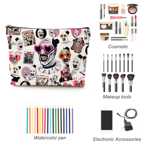 Horror Movie Clown Cosmetic Bag Small Makeup Organizer with Zipper