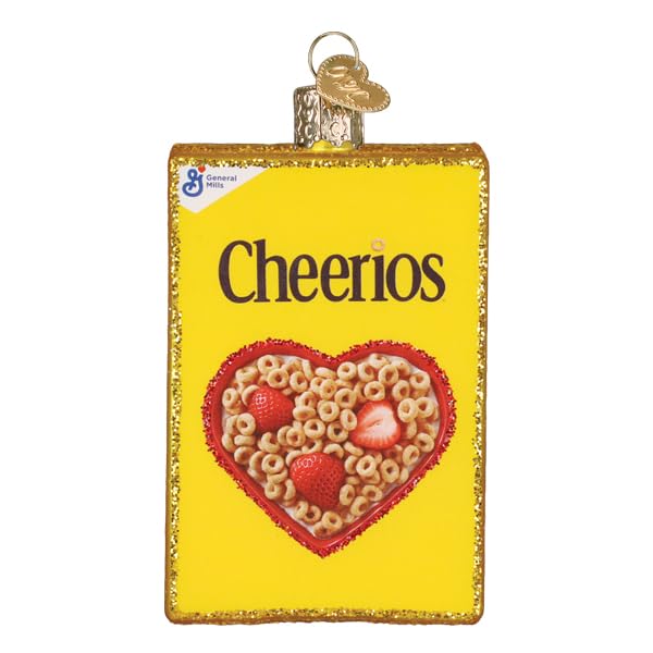 Cheerios Cereal Box Glass Ornament - Handcrafted Holiday Tree Decoration