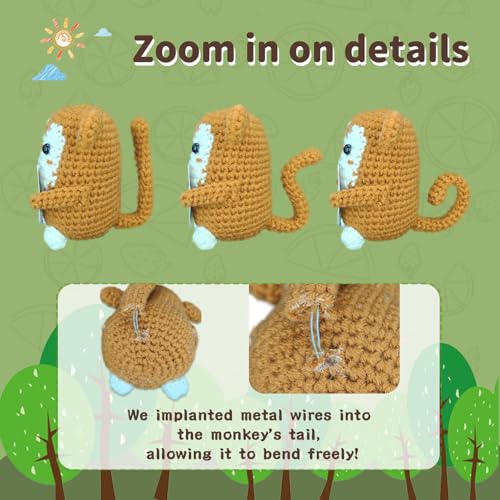 Mini Crochet Monkey Gift for Son - Handmade Animal Desktop Decor, Graduation & Birthday Gift