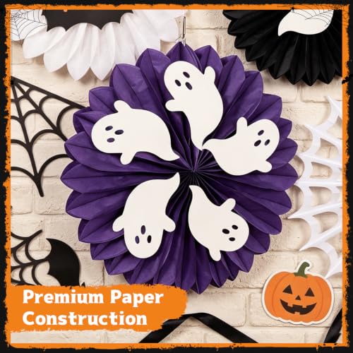 Halloween Paper Fan Decorations with Spider Web Ghost Bats Skeleton - Indoor Wall Decor - Variation of THIS listing