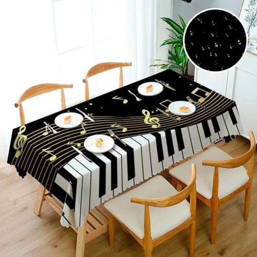 Music Notes Tablecloth 52x70 Inch Rectangular Black Piano Musical Decor Variation of Music Notes