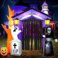 9FT Haunted House Castle Inflatable Archway with LED Lights - Halloween Yard Decoration