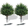 Artificial Topiary Trees Outdoor Indoor Faux Bushes Set of 2 22in Pine Green