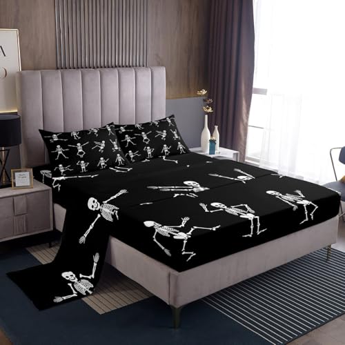 Sugar Skull Twin Sheet Set Style 3 Halloween Skeleton Bedding - Kids Teens Adults