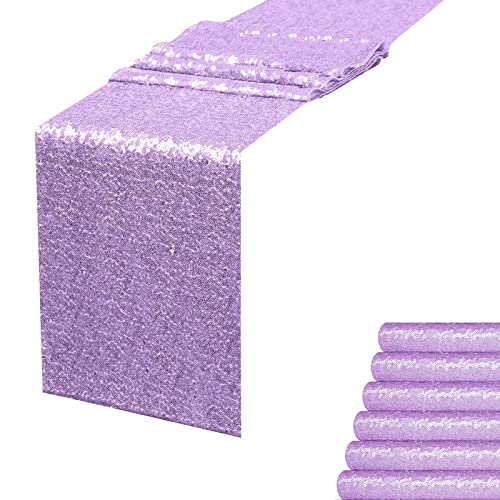 Lavender Sequin Table Runner Set - 6 Pack, 12x72 Inches for Weddings & Parties - Variation of THIS listing