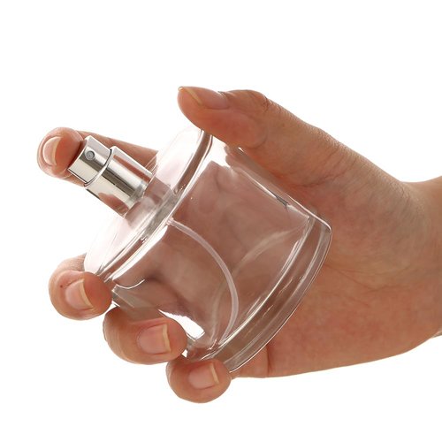 Enslz 100ML/3.4OZ Refillable Cosmetic Spray Bottle, Empty Glass Perfume Bottle with Spray Atomizer (Black, 100ml)