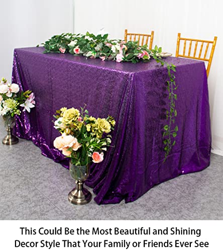 Rectangular Purple Sequin Tablecloth 50x72-Inch for Parties & Events - Sparkly Fabric Overlay