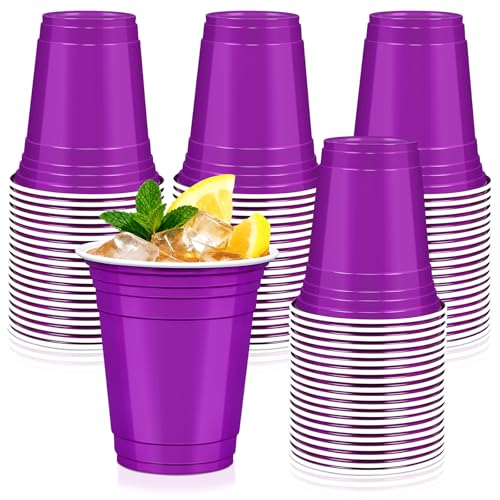 50 Pack Purple Plastic Cups 12 oz Disposable Party Cups - LIKAJON