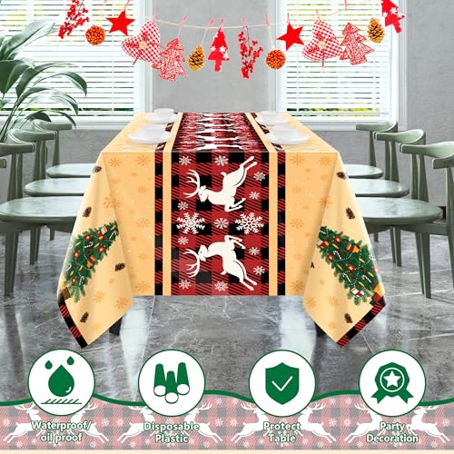 OHOME Christmas Party Decorations - Christmas Tablecloth 54x108 Inches, Festive Holiday Design, 2 Pack - Christmas Variation