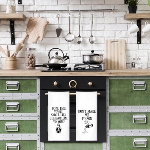 Poison Don’t Make Me Poison You Kitchen Towel Set - Funny Halloween Decor, 2 Pack