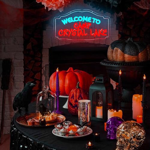 Neon Sign for Wall Decor Horror Movie Halloween Room Party - Crystal Lake Design
