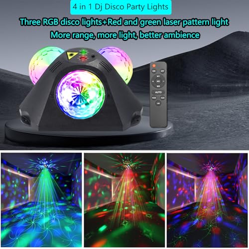 4-in-1 Disco Party Lights with RGB and Laser Patterns for Home & Club DJ Events