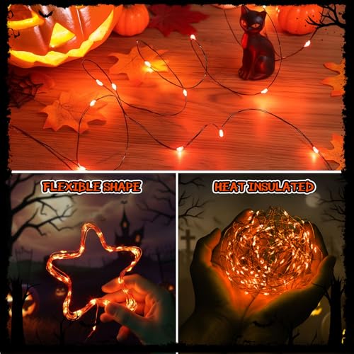 USB Fairy Lights Set - 3 Pack 16 ft Orange String Lights for Holiday & Party Decor