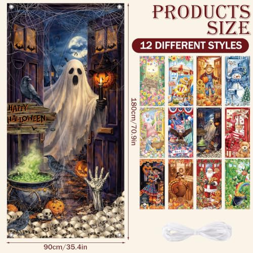 Breling Seasonal Door Cover Set - Festival Edition, 12 Pcs for Fall Halloween and Holiday Decor