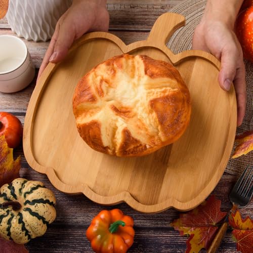 Pumpkin-Shaped Wooden Serving Trays Set - Fall Thanksgiving Party Platters
