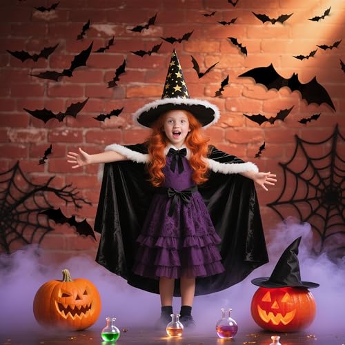 Halloween Bat Decorations Set - 140pcs Realistic PVC 3D Wall Stickers - 4 Sizes, Spooky Halloween Party Decor - Variation of THIS listing