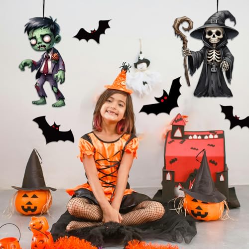 Halloween Hanging Decorations with Cutouts - 3 Pack Large Festive Wall & Door Decor