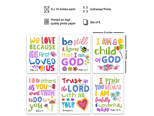Religious Wall Art - Christian Scripture Prints for Home & Office Decor - Psalms Proverbs Inspirational Quotes - Unframed 6x8-10x10 Inches