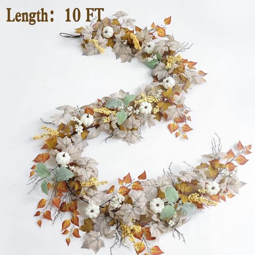 Fall Maple Leaf Pumpkin Garland 10FT Autumn Harvest Decorations for Home Porch Fireplace Halloween Thanksgiving - Variation of This Listing