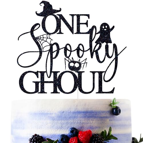 Halloween & First Birthday Spooky Ghoul Cake Topper - Glitter Ghost Decor, 6 Inch