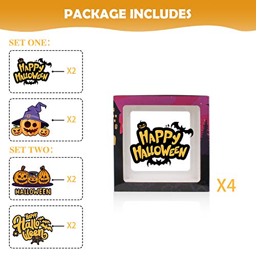 4 Pack Balloon Box DIY Halloween Party Supplies with Pumpkin and Bat Signs