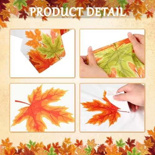 12 Pack Fall Maple Leaf Disposable Plastic Tablecloth for Thanksgiving & Autumn Parties