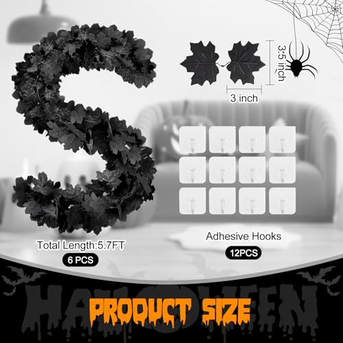 Joyhalo Black Halloween Garland 6 Pack 5.7FT Fall & Spooky Decor