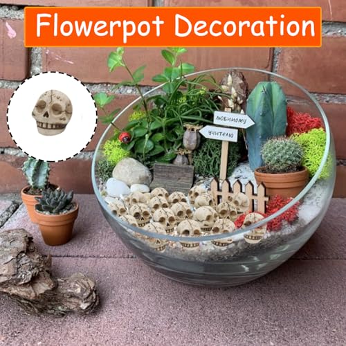 Mini Halloween Skeleton Head Figurines Set - Resin 20 Pcs - Styl2