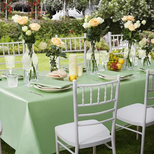 Rectangular Satin Table Cover 60x84 Inches - Sage Green Set of 6