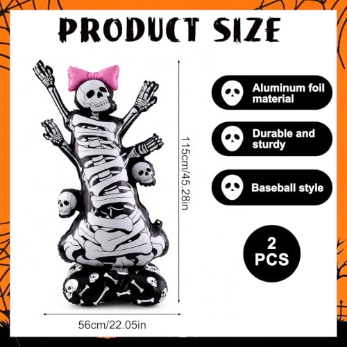 Fudefer 2-Pack Self Standing Skeleton Balloons - 3.8FT Halloween Decor