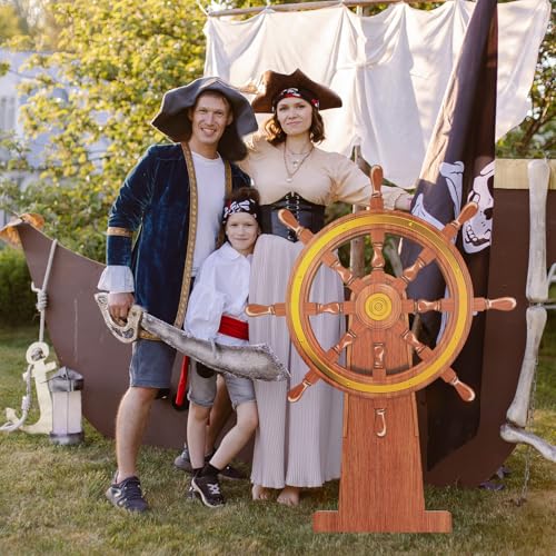 Nautical Ship Wheel Cardboard Cutout Standup for Party Decor & Photo Props