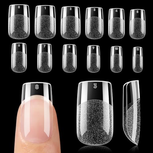 C-Short Square Nail Tips 120Pcs Pre-Buff Gel Fake Nails Matte Short Square