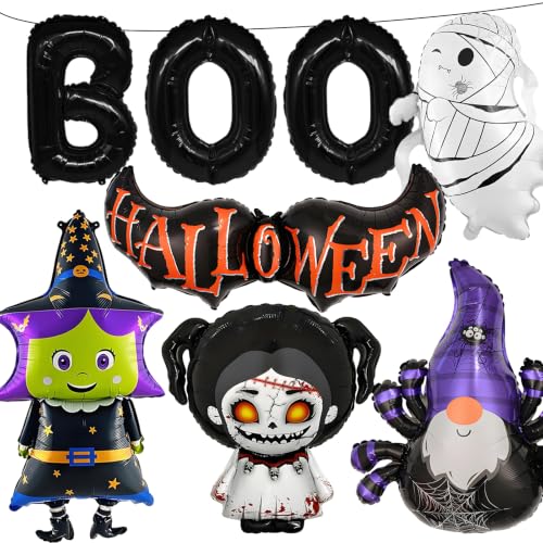 Halloween Foil Balloons Set for Party Decorations Indoor Outdoor Ghost Witch Boo