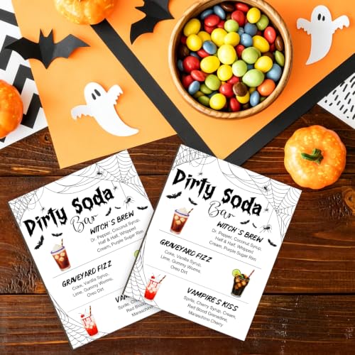 White Halloween Dirty Soda Bar Sign, Wooden Desktop Party Decor