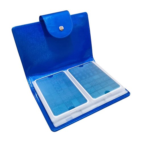 FingerAngel 50 Slots Image Stamper Plate Collection Nail Art Stamp Plate Stamping Plates Cases Stamp Nail Template Organzier for 6.0x12.0cm and 9.5X14.5CM Nail Art Plates(Dark Blue)
