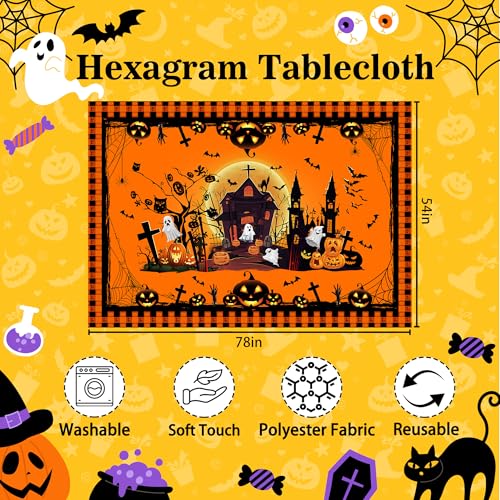 Halloween Tablecloth 54 x 78 Inches Rectangular Ghost Pattern for Dining Table