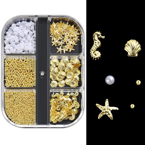 Marine Theme Nail Art Charms Set - Style-20, 3D Seashells & Sea Creatures, 2 Boxes