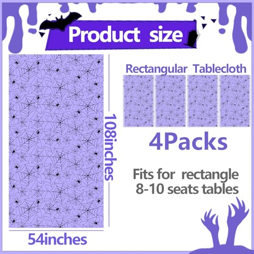 Halloween Spiderweb Plastic Tablecloth - Purple, 4 Pack, 137x274cm - Variation of THIS listing