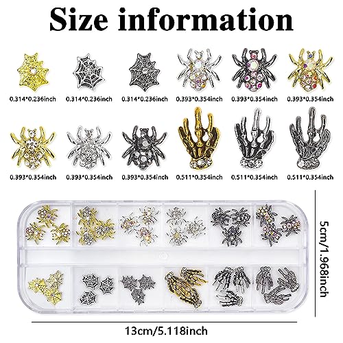 Halloween Nail Charms Kit 36pcs Spider Skull Rhinestones for Nail Art - Variation KIT1