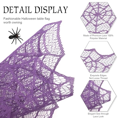 Purple Lace Spider Web Table Runner - 13x72 Inch Halloween Decor - Variation of THIS listing