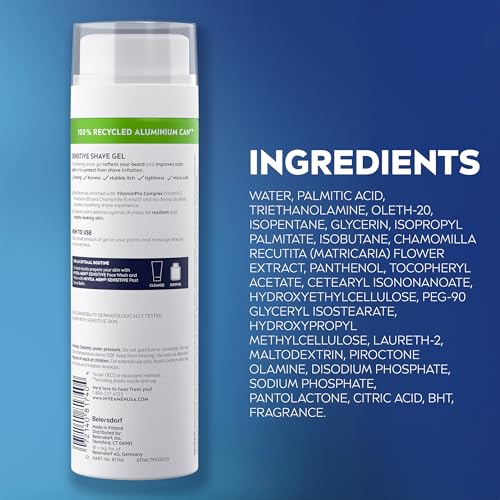 NIVEA MEN Sensitive Shave Gel, Shaving Gel for Men with Sensitive Skin, Enriched with VitaminPro Complex, 7 Oz Can, Pack of 3