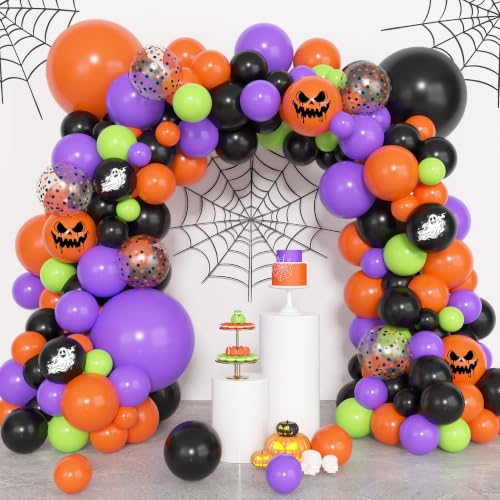 Halloween Balloon Arch Kit - Black & Orange 153pcs Party Decor Variation