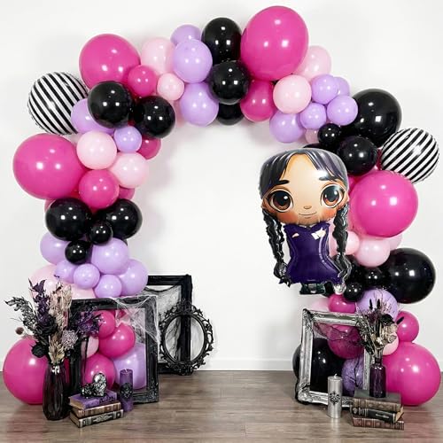 Pink Gothic Balloon Arch Kit - 148pcs Dark & Bright Party Balloons for Halloween & Birthday Decorations