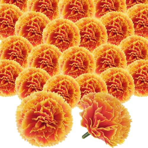 Artificial Marigold Flowers for Day of the Dead Decor - 50 Pcs, Gradient, 2.4 Inch