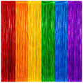 Rainbow Foil Fringe Curtains - 3.2 x 6.56 ft Party Backdrop & Decorations - Pack of 2
