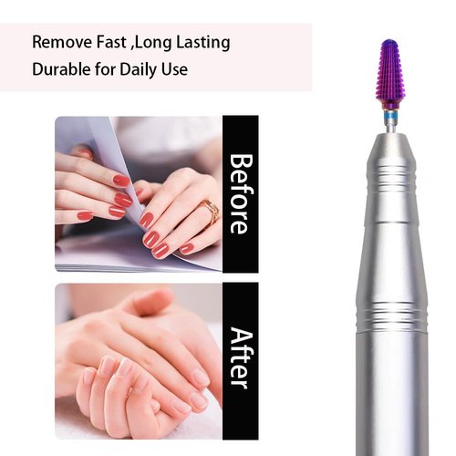 ERUIKA Tungsten Carbide Tornado Nail Drill Bits,3/32'' Two Way Safety Use Efile Multi-function Bits,Suitable Fast Remove for Acrylic Gels Manicure Pedicure Rotary Tools (Purple, Medium - M)