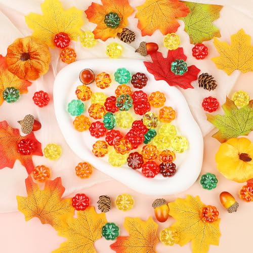 80 Pcs Mini Acrylic Pumpkin Decorations Fall Halloween Vase Fillers - Autumn Decor