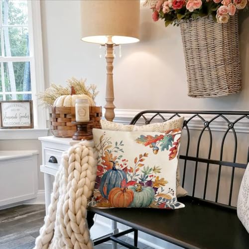 Dark Blue Fall Waterproof Outdoor Pillow Covers 20x20 Set of 2